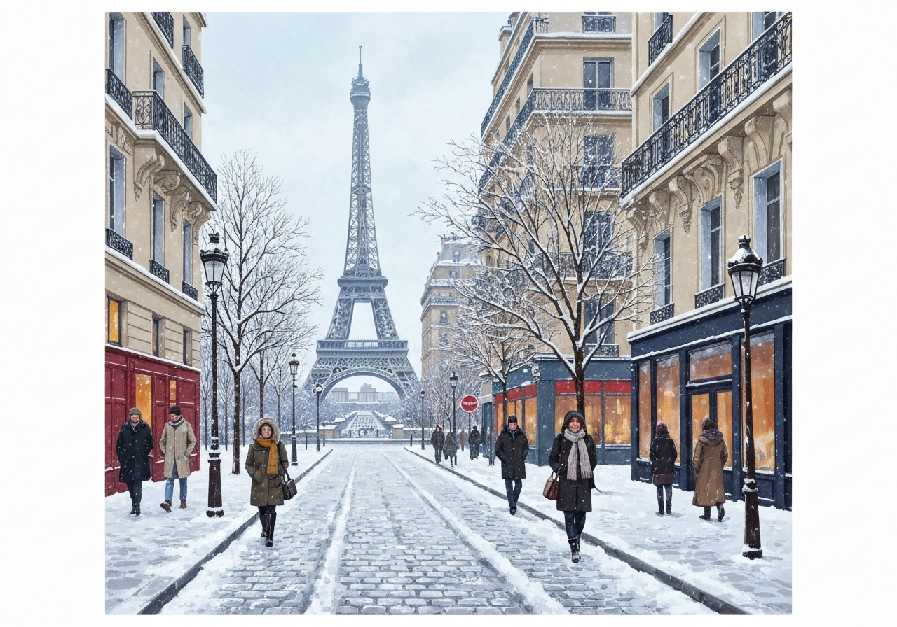 Snøfall og is i Paris-regionen: Opptil 7 cm snø forventet