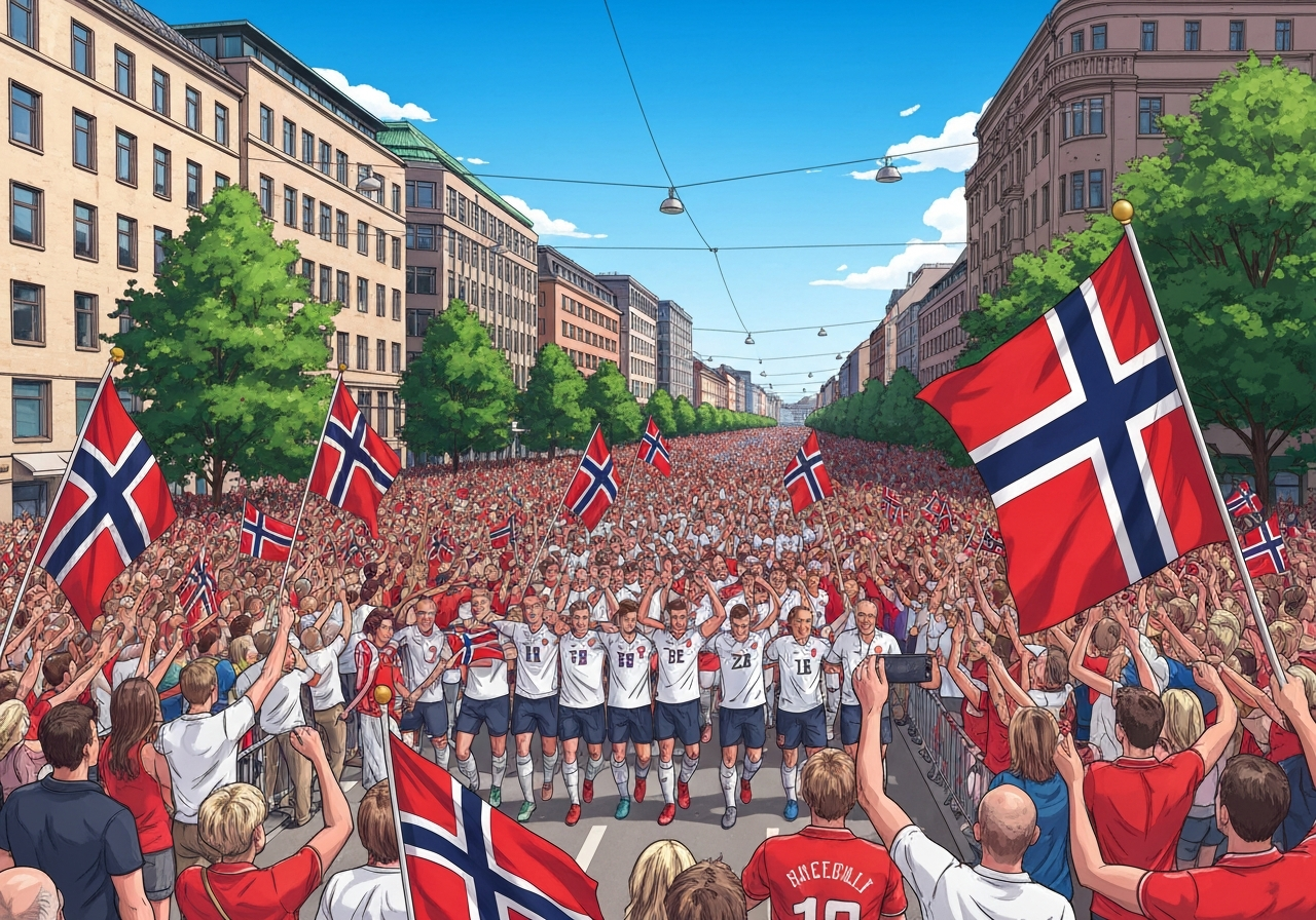 Norges landslag hyllet som helter i Oslo etter historisk VM