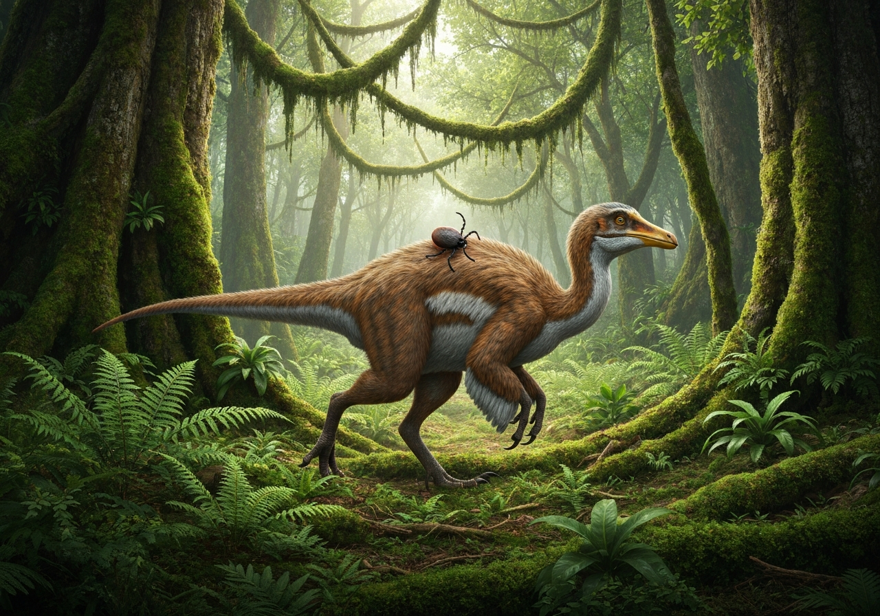 Flått sugde blod fra fjærkledde dinosaurer for 99 millioner år siden