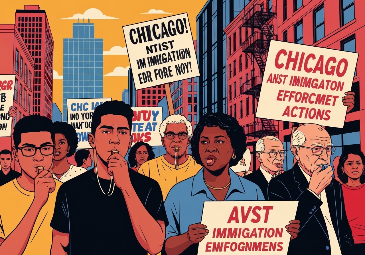 Chicago-innbyggere mobiliserer mot ICE-aksjoner