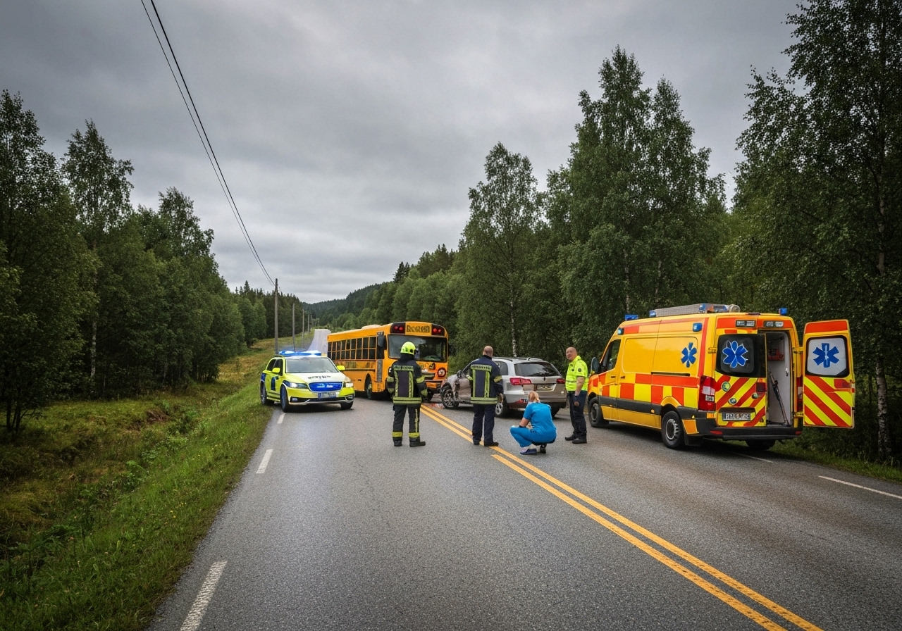 Frontkollisjon mellom bil og buss på Averøy