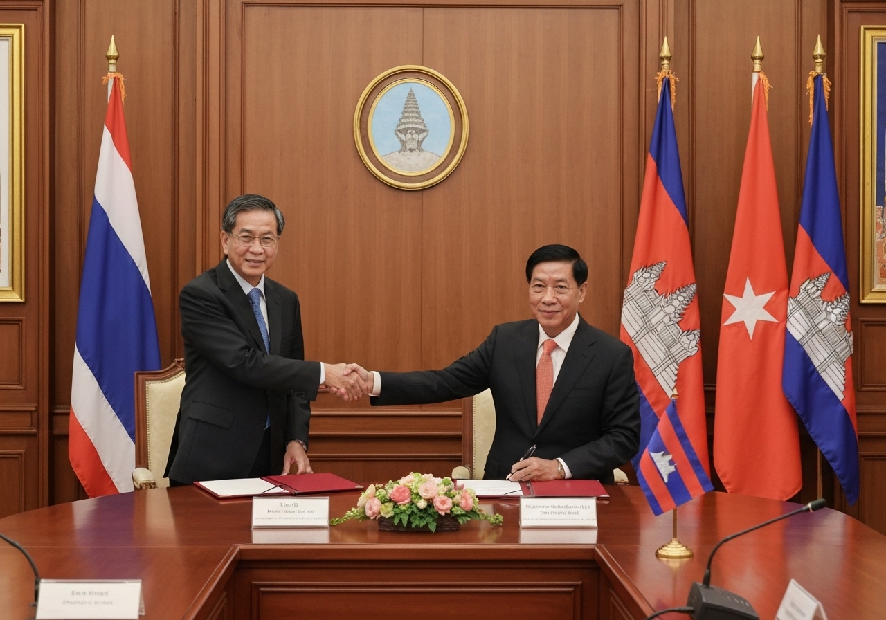 Thailand og Kambodsja signerer utvidet våpenhvile med Trump til stede