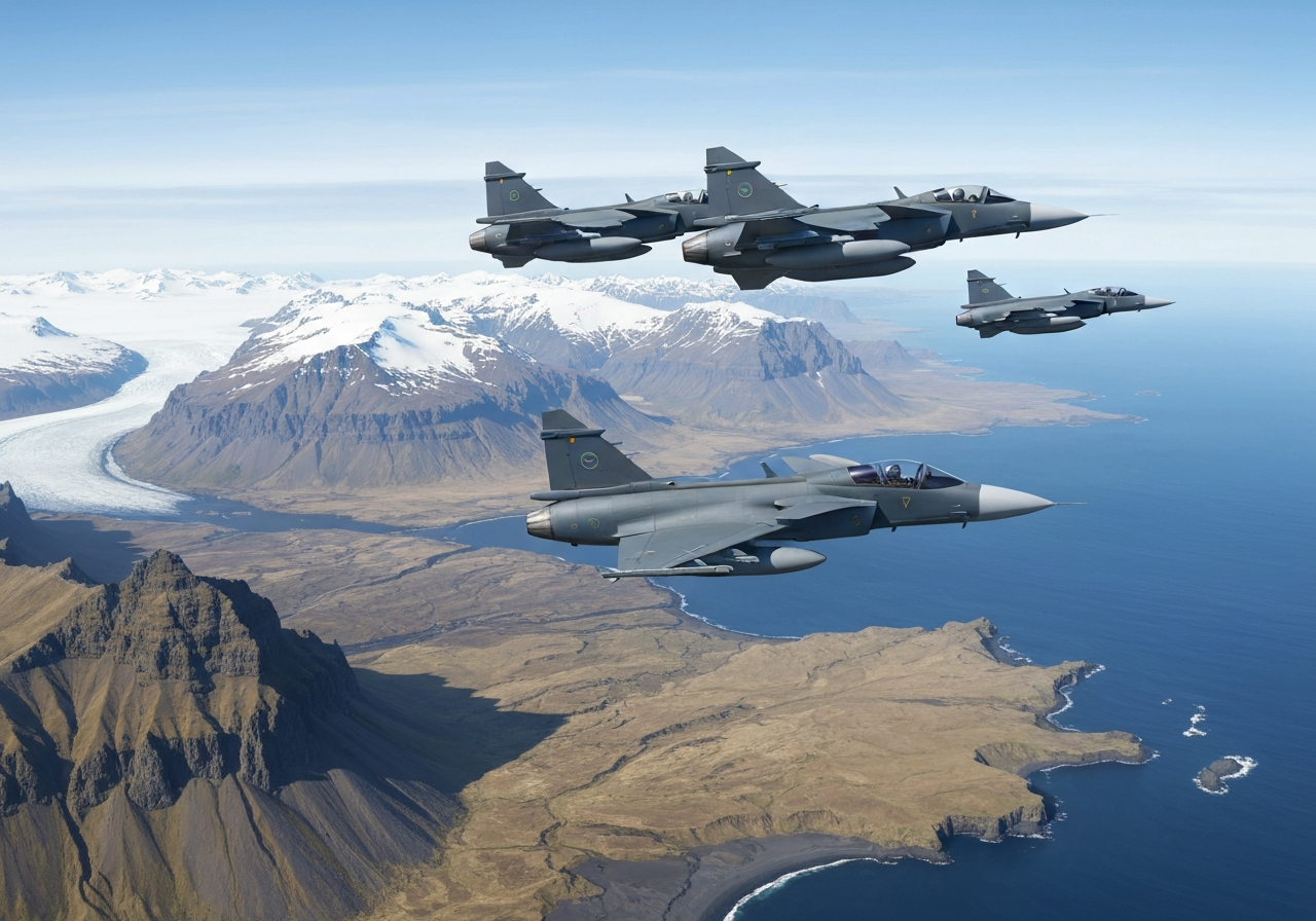 Svenske Gripen-fly avslutter første NATO-luftovervåkningsoppdrag på Island