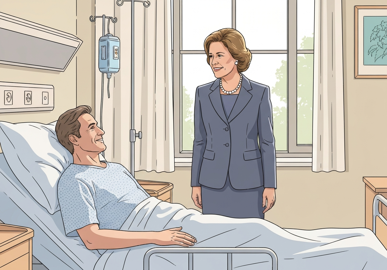 Dronning Sonja besøker kong Harald på sykehuset