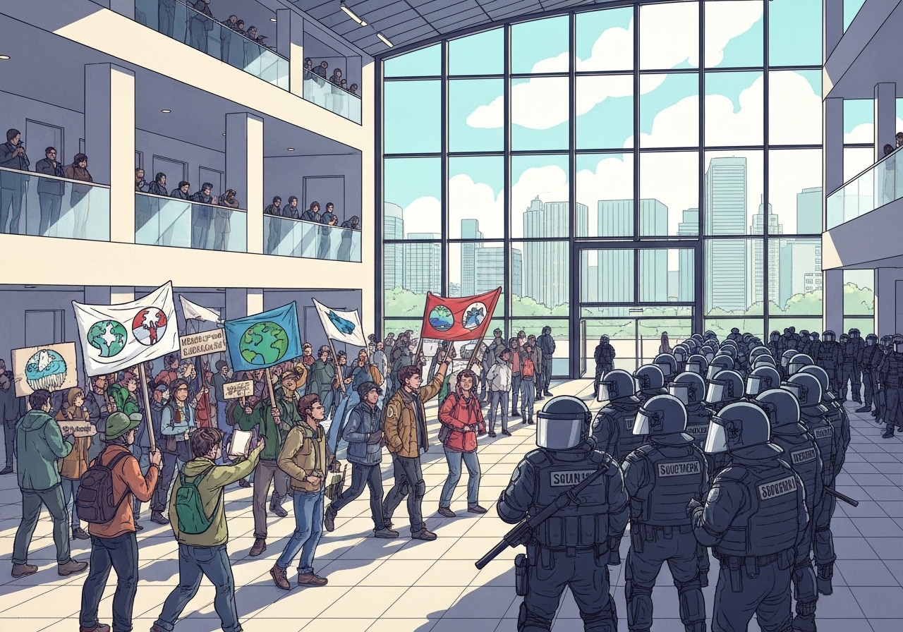 Sammenstøt mellom demonstranter og sikkerhetsvakter på FNs klimatoppmøte