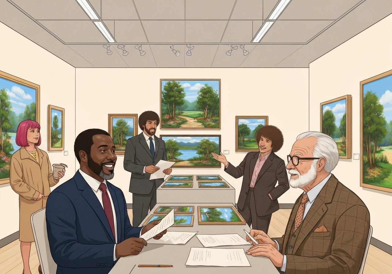 Bob Ross-malerier auksjonert for å støtte offentlig TV