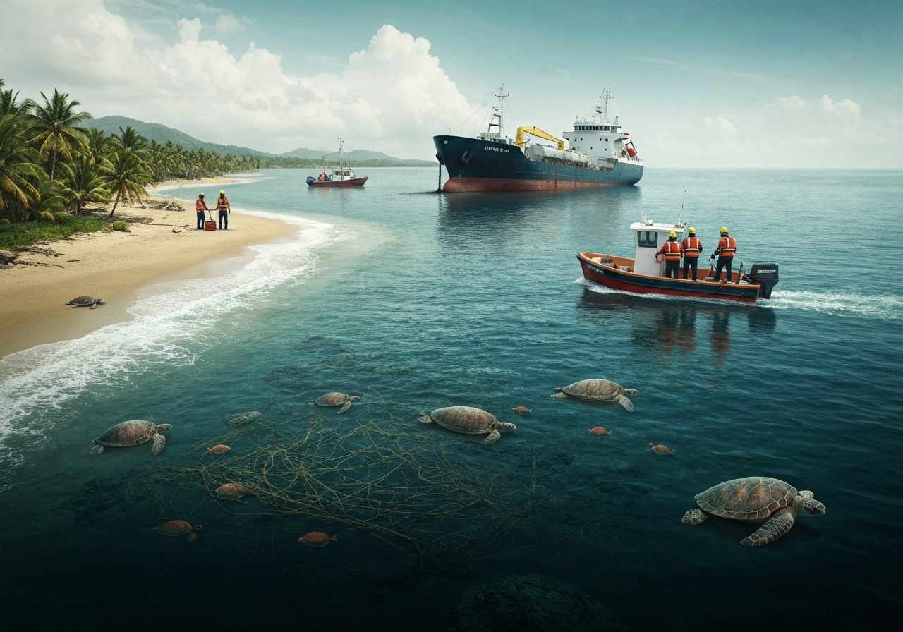 Grunnstøtt skip lekker diesel i Lofoten