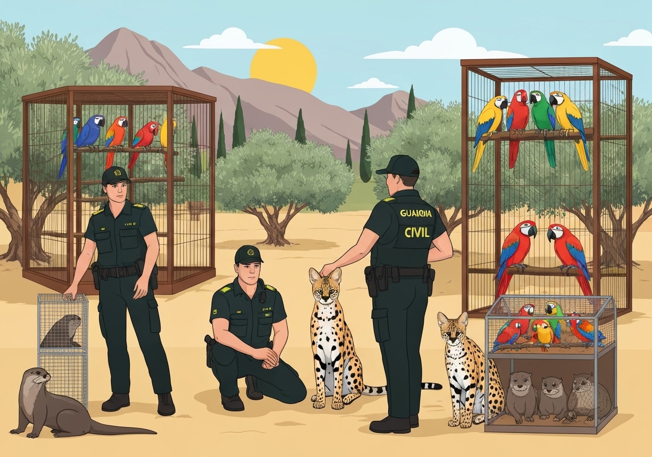 Guardia Civil avslører ulovlig handel med eksotiske dyr i Spania