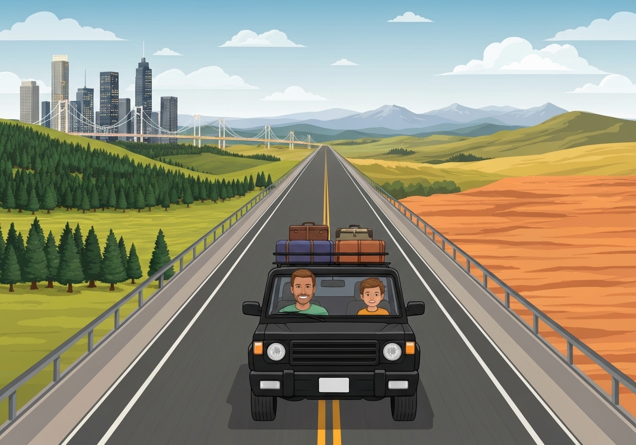 Far og sønn starter episk roadtrip i USA