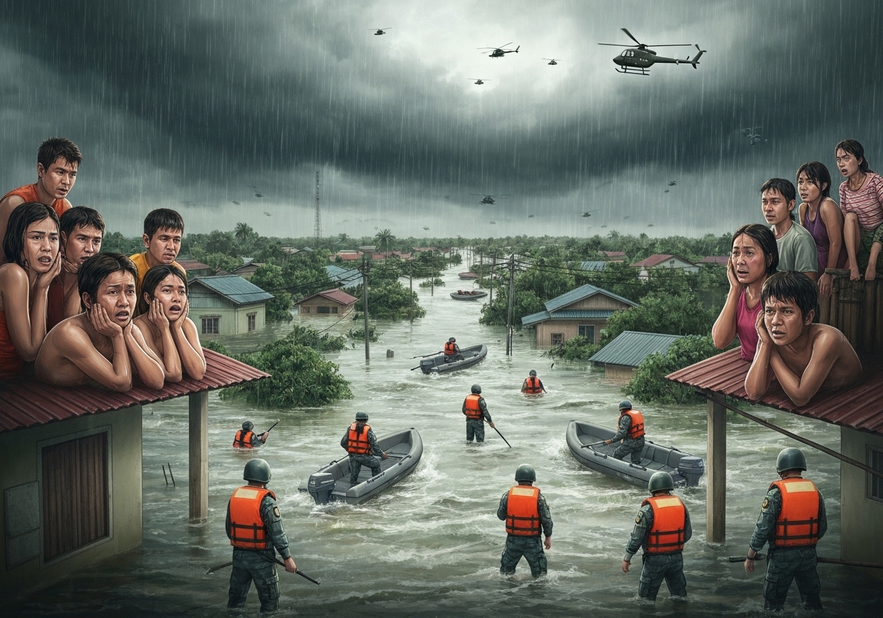 Militæret mobiliseres etter dødelige flommer i Sørøst-Asia