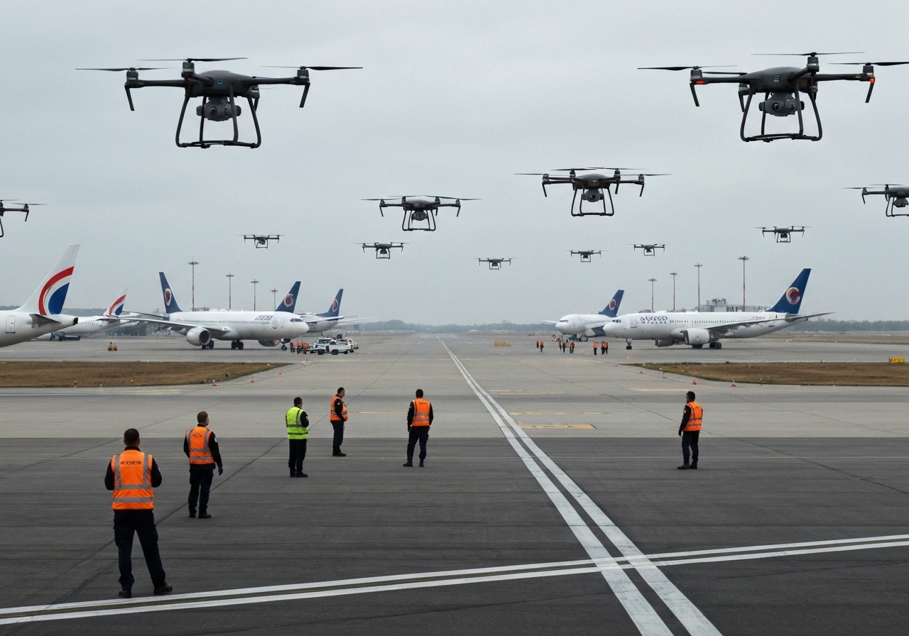Eindhoven lufthavn stengt etter droneobservasjoner