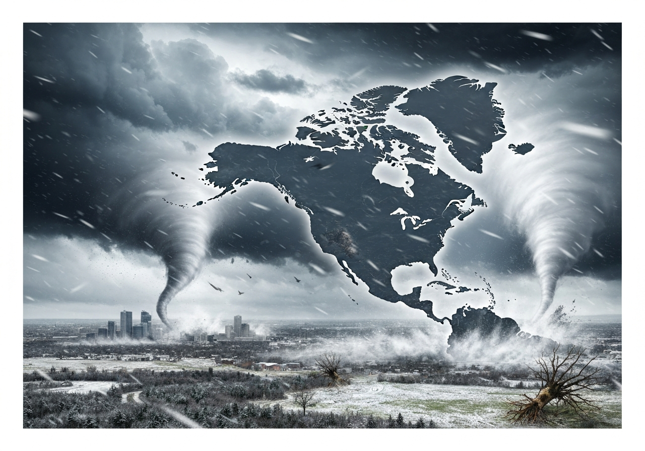 Kraftig storm rammer Nord-Amerika med snøstormer og tornadoer