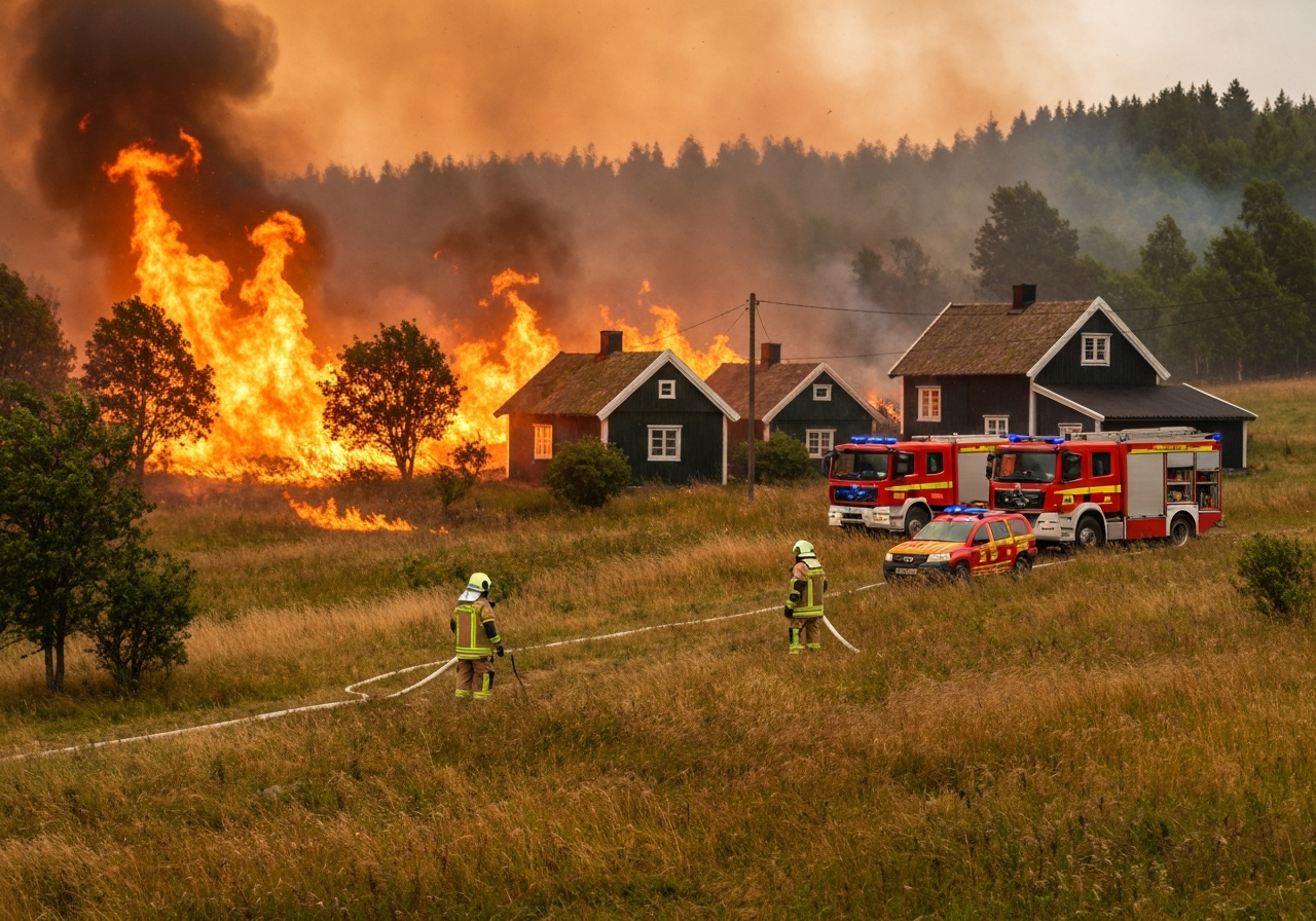 Terrengbrann i Ørland truer bebyggelse – flere husstander evakuert