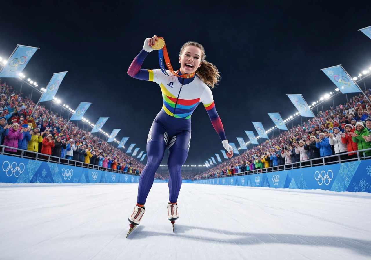 Italiensk skøyteløper Lollobrigida vinner Italias første gull i Vinter-OL