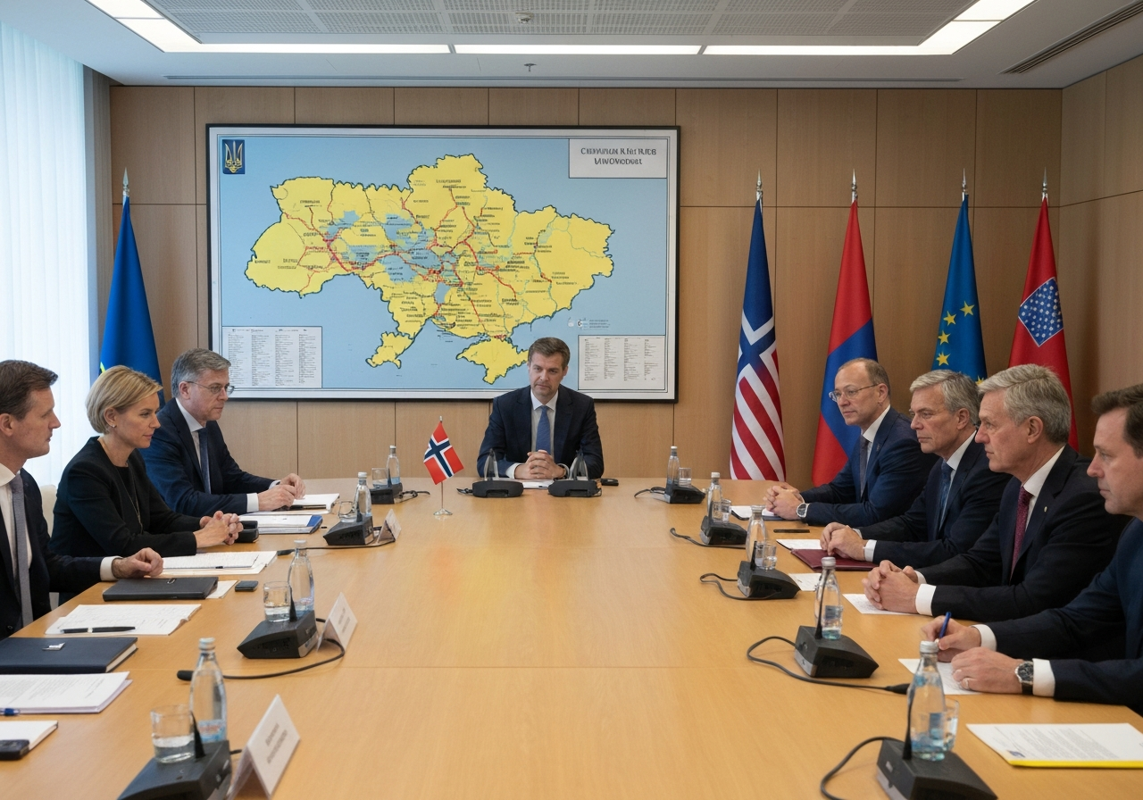 Norge og flere land støtter våpenhvile langs nåværende frontlinje i Ukraina