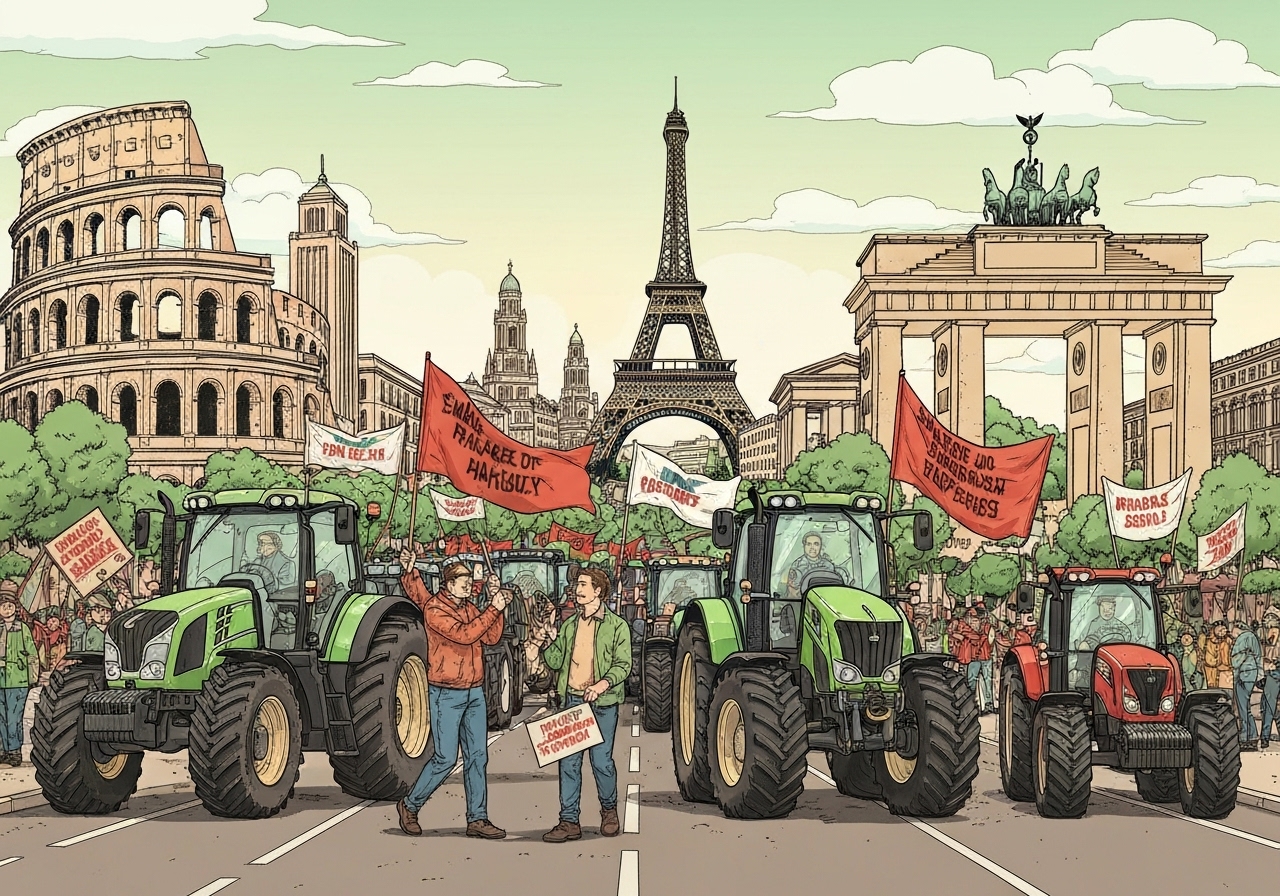 Bønder i Europa protesterer mot Mercosur-avtalen