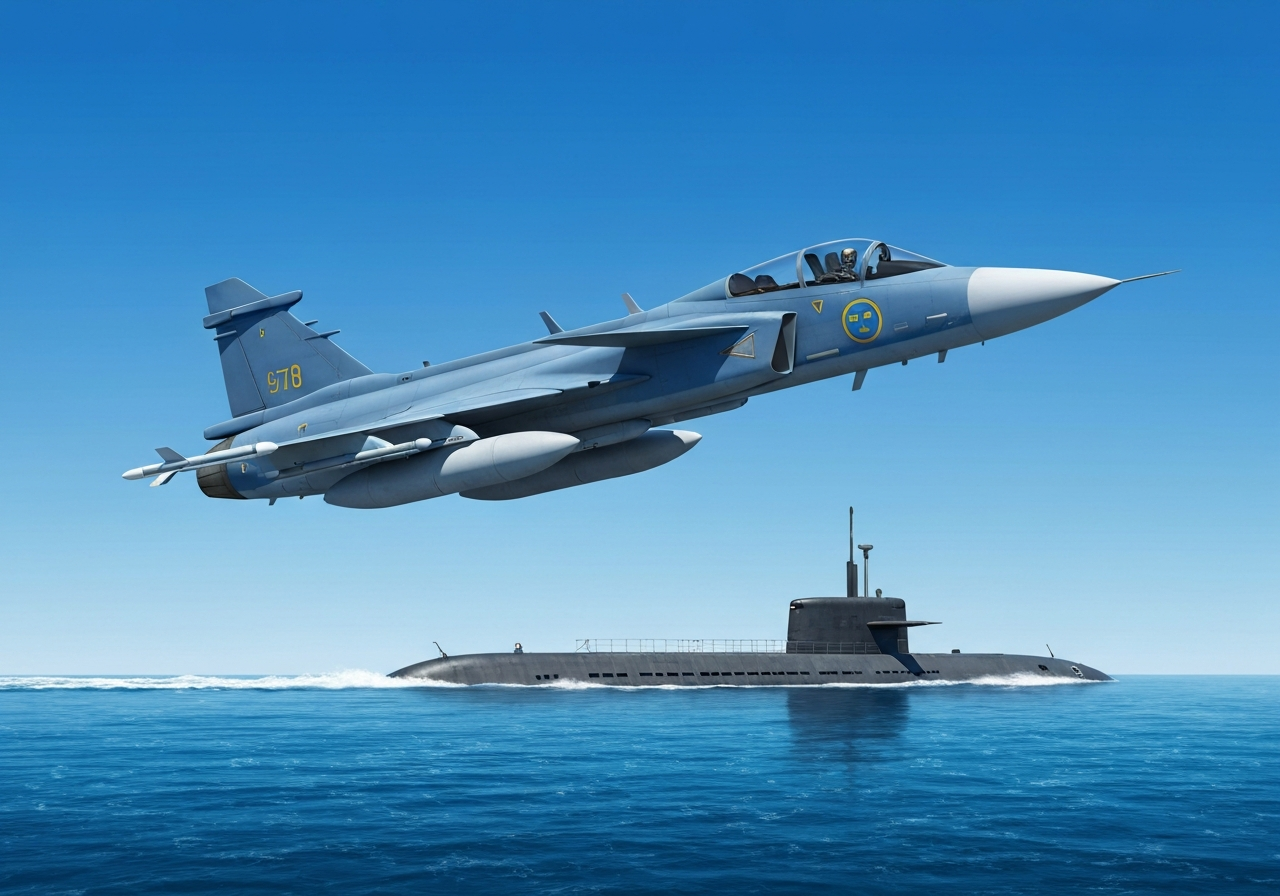 Svensk jagerfly følger russisk ubåt gjennom Kattegat