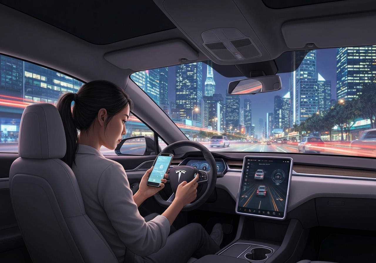Tesla tillater teksting under kjøring med FSD til tross for statlige forbud
