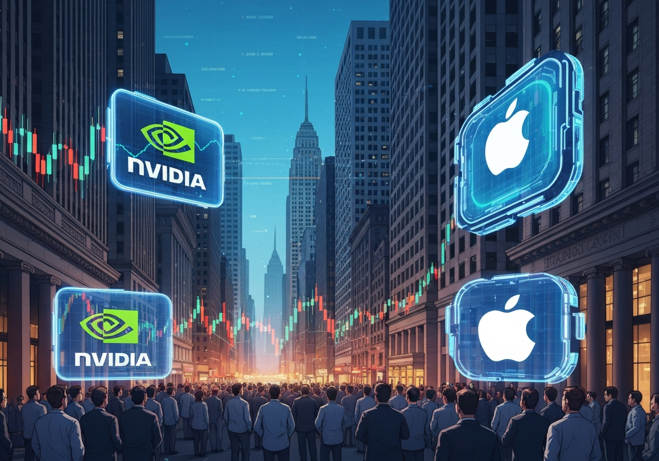 Wall Street stiger: Nvidia faller, Apple øker