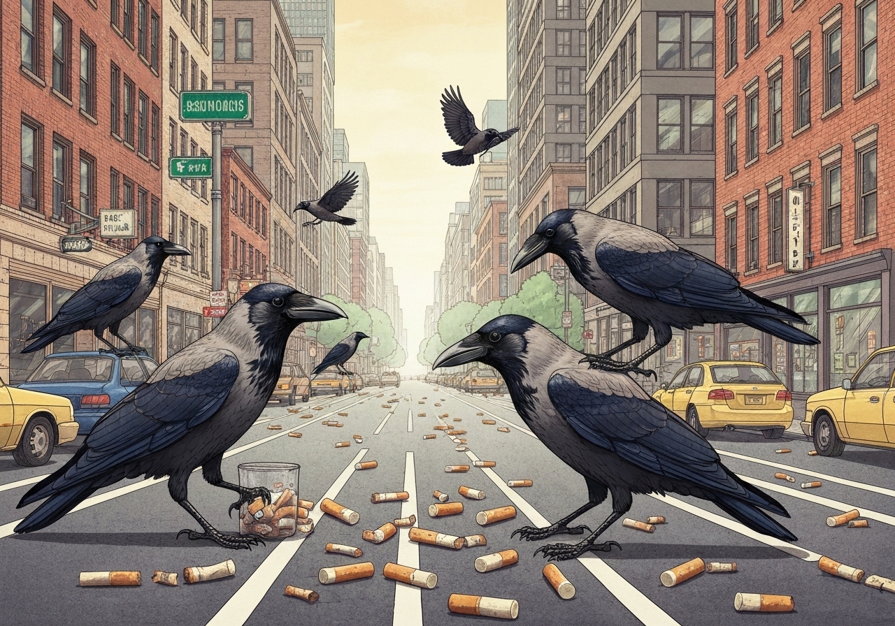 Svensk oppstart trener ville kråker til å samle sigarettsneiper for å bekjempe byforurensning