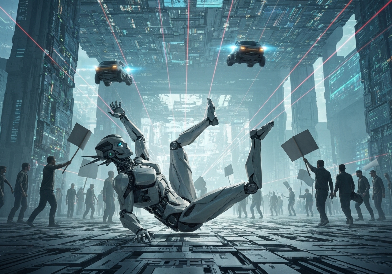 Russlands første autonome humanoide robot faller under debut