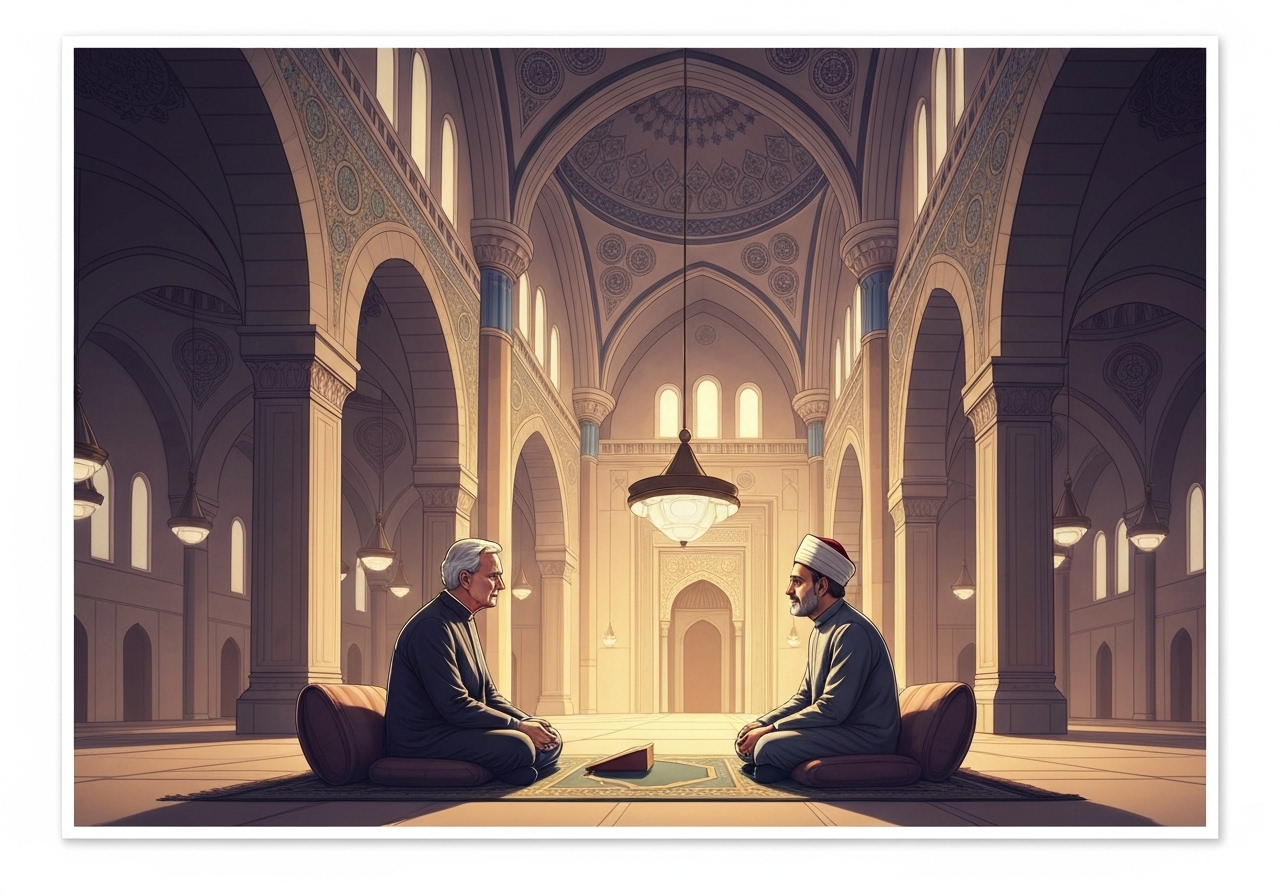 Pave Leo besøker Den blå moskéen i Istanbul