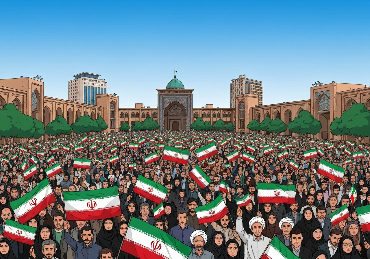 Store pro-regjeringsdemonstrasjoner i Teheran