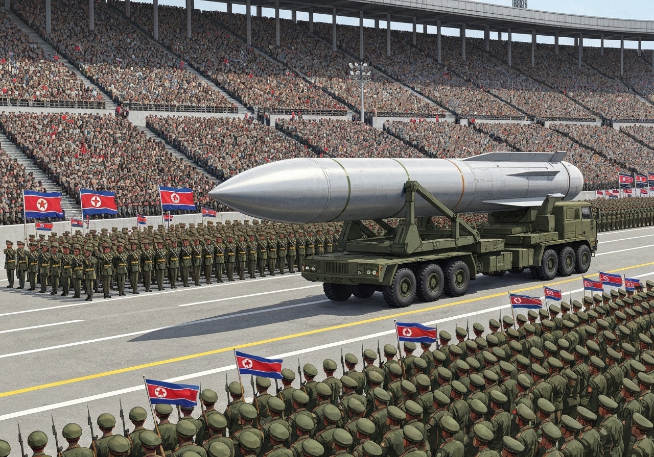 Nord-Korea avduker sitt kraftigste missil under 80-årsparade