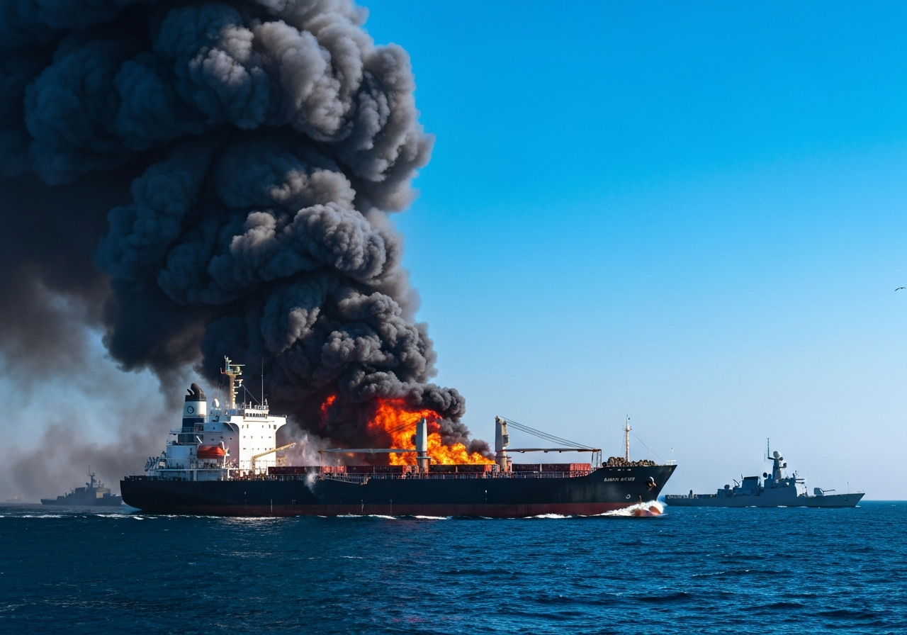 Flere skip truffet av prosjektiler i Hormuzstredet