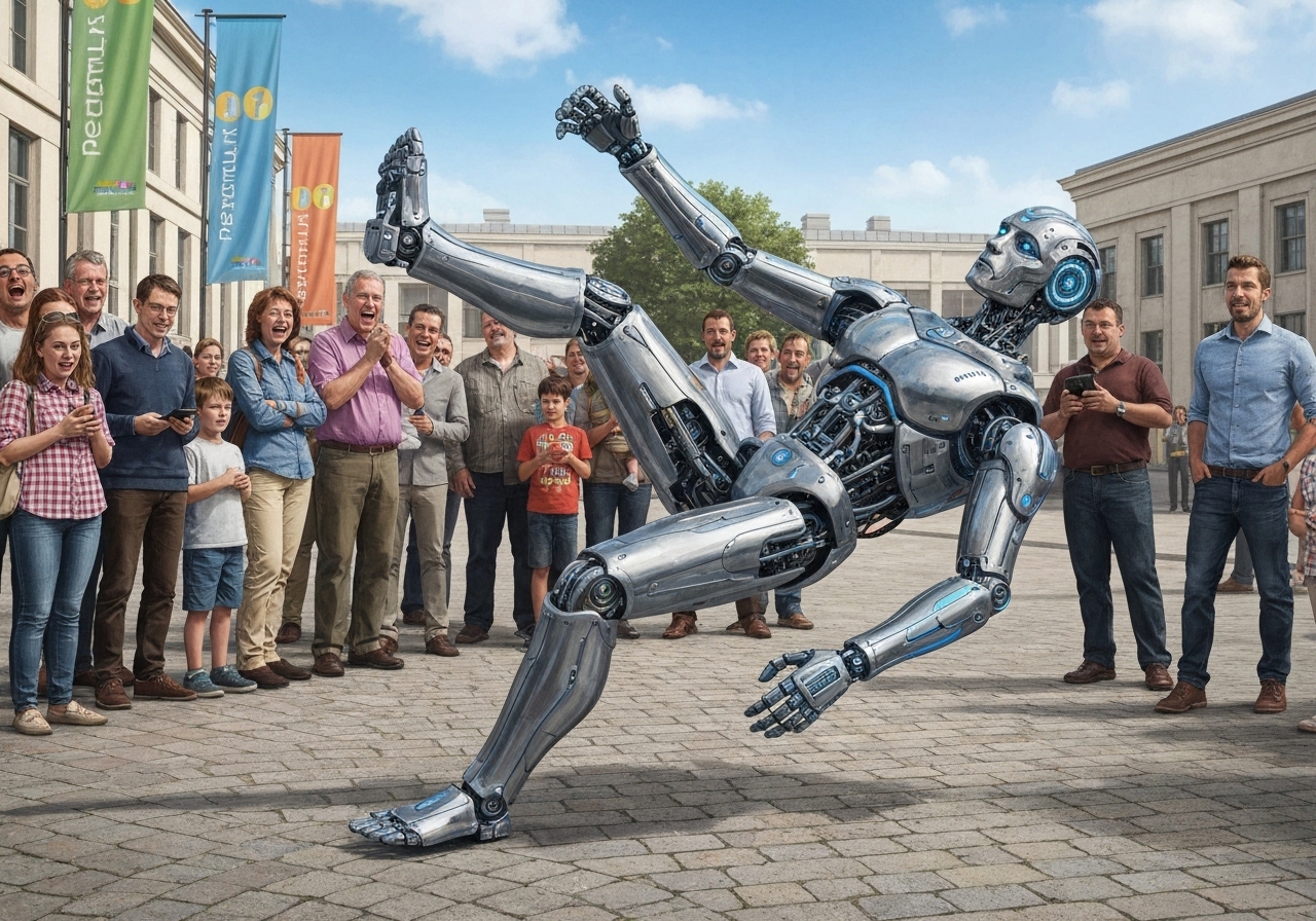 Tesla Optimus faller under demonstrasjon i Miami