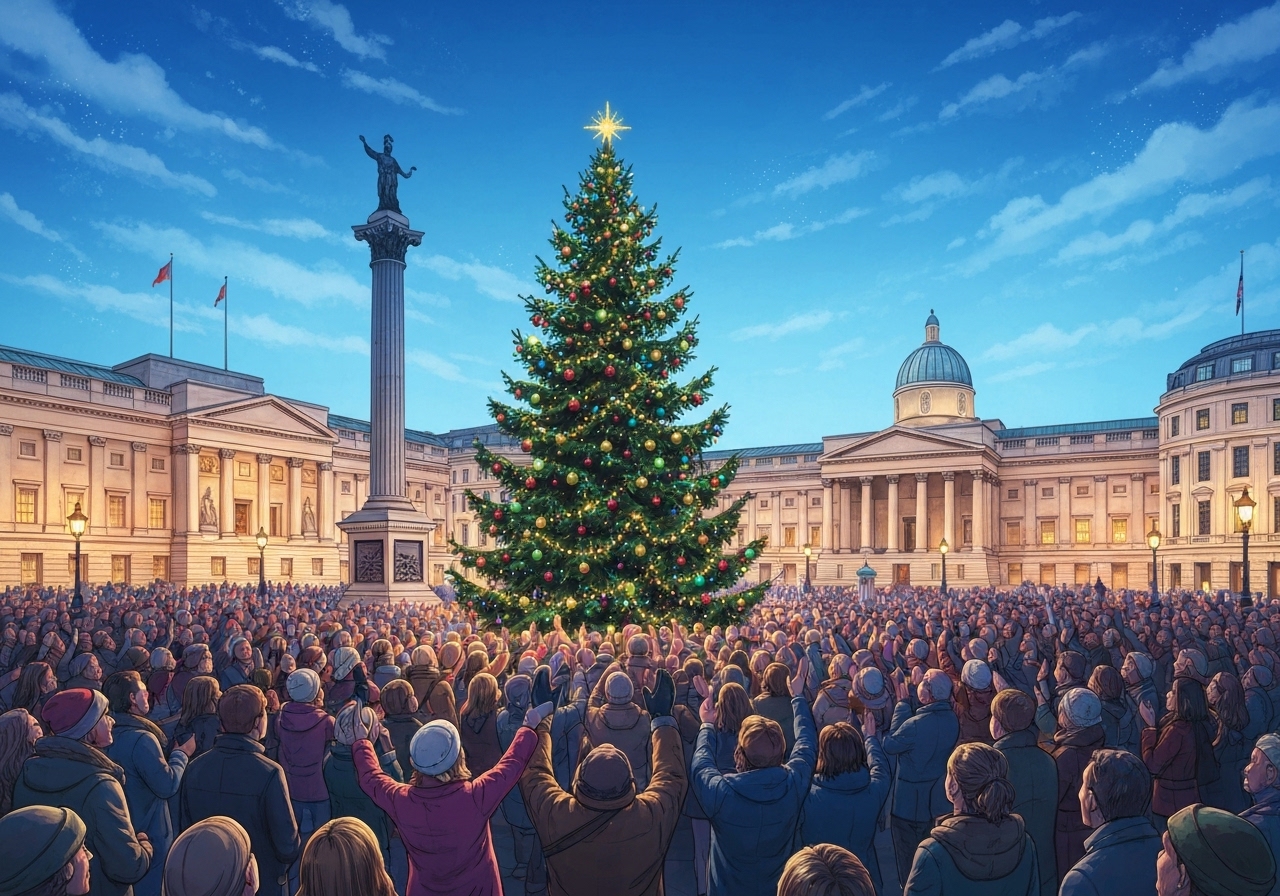 Londons juletre på Trafalgar Square skinner med norske røtter