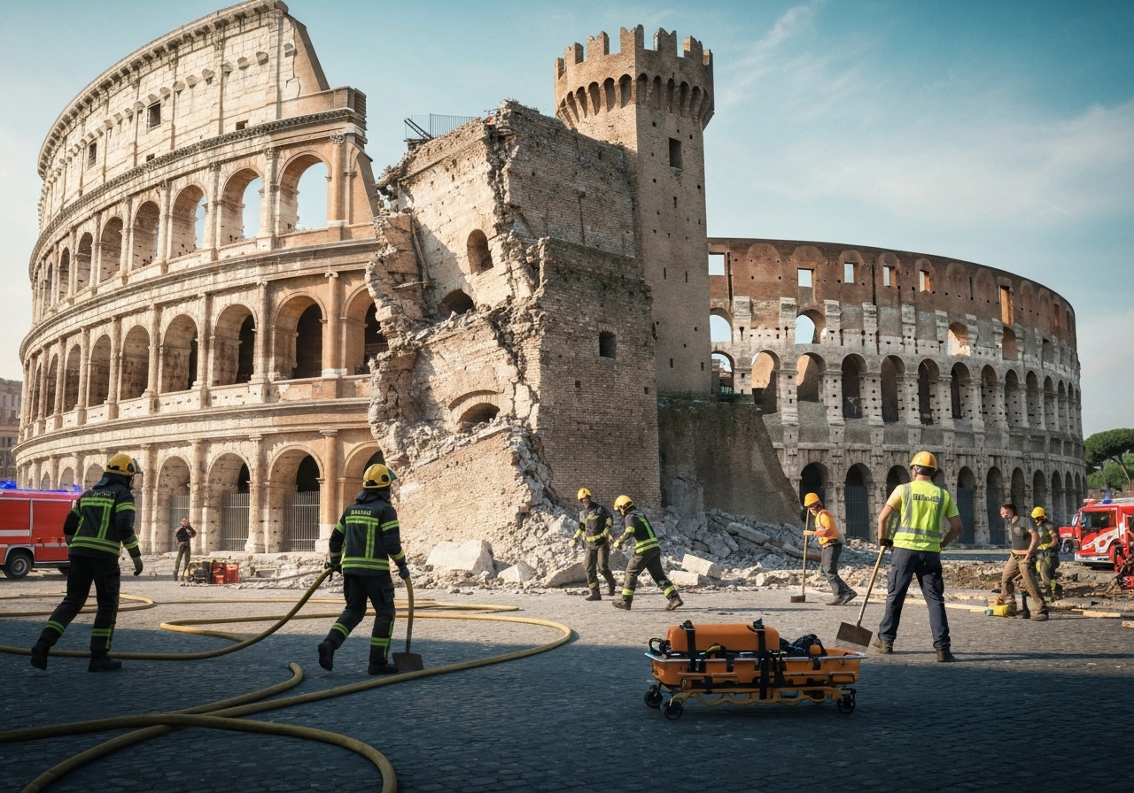 Arbeider omkommet etter kollaps av middelaldertårn i Roma