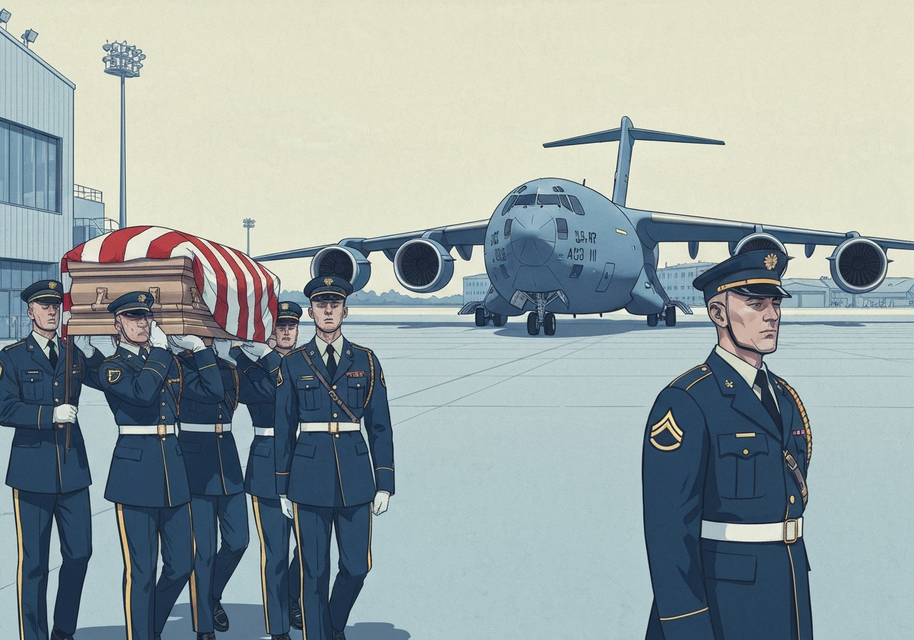 President Trump deltar i seremoni for hjemkomst av falne soldater fra Iran-konflikten