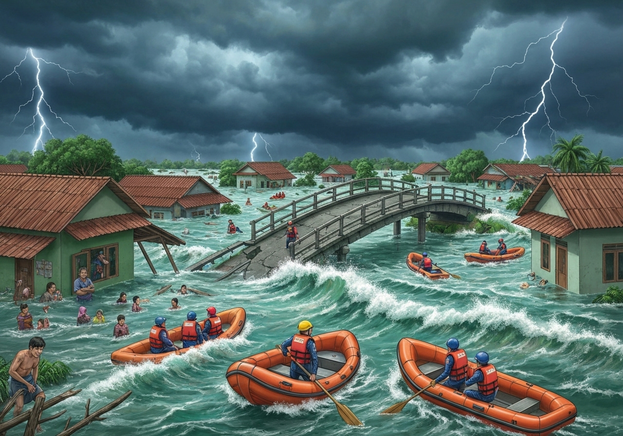 Dødstallet stiger til 303 etter katastrofale flommer på Sumatra