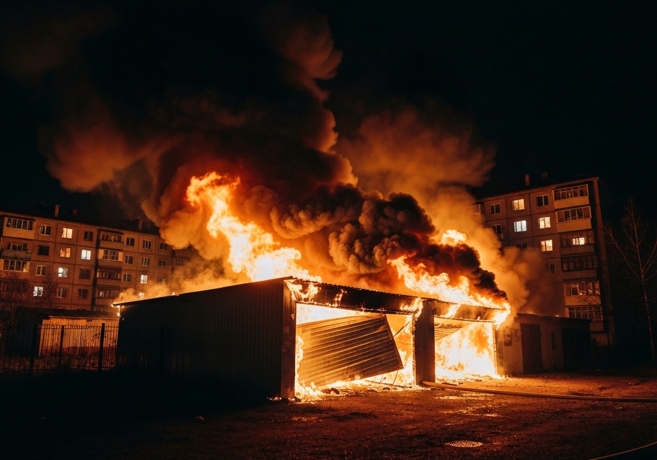 Kraftig garasjebrann i Lørenskog