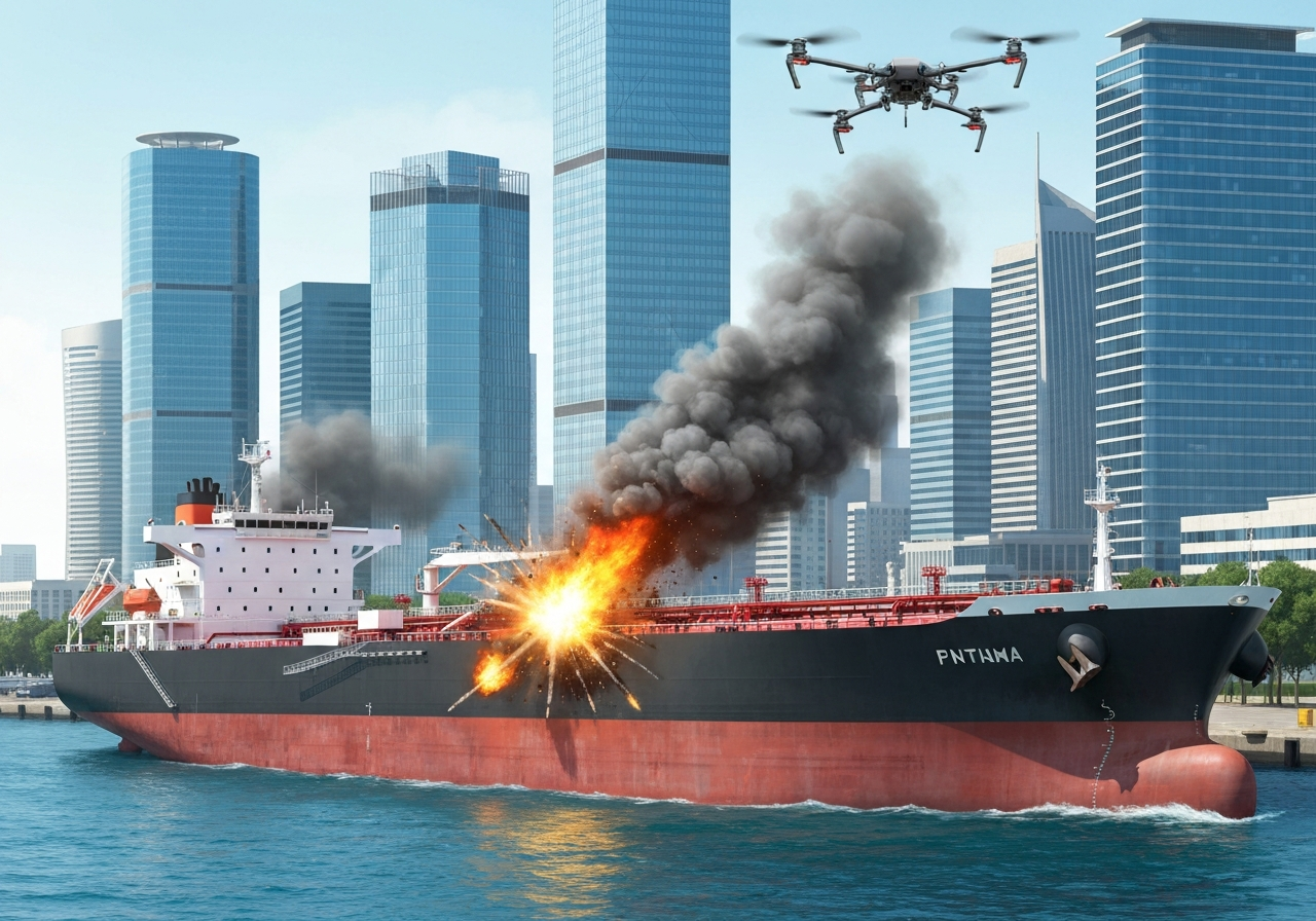 Droneangrep setter kuwaitisk tankskip i brann i Dubai havn