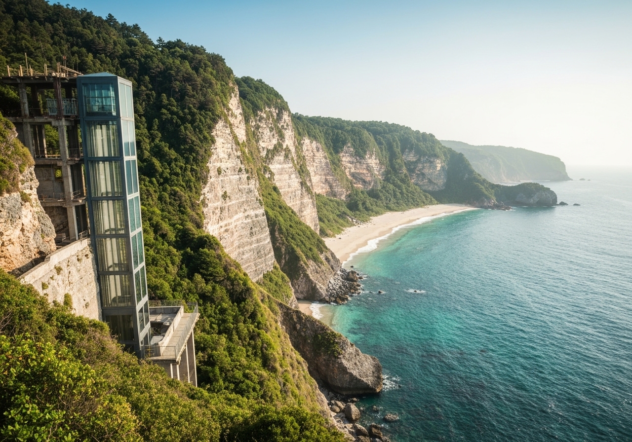 Bali stanser bygging av glassheis ved Kelingking Beach