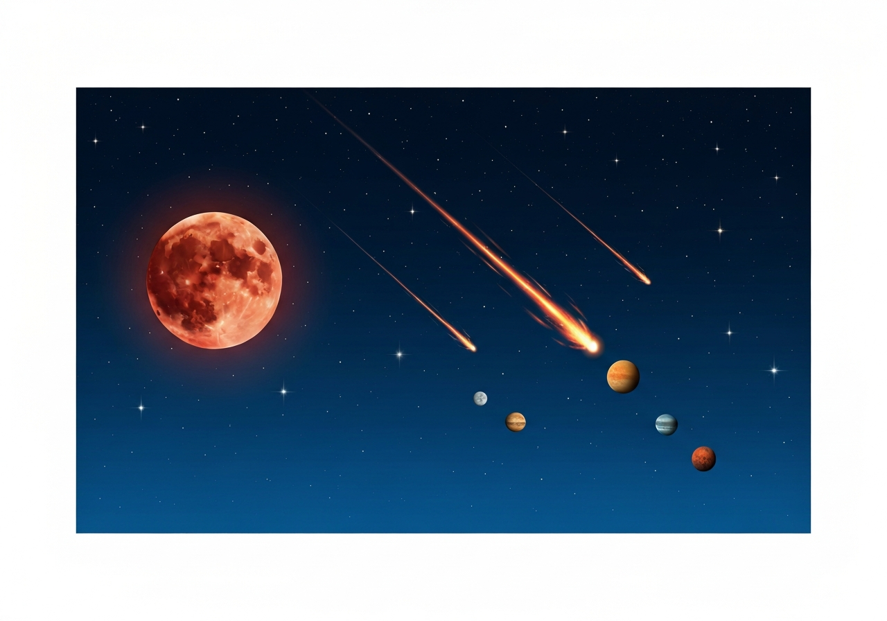 Stjernehimmelen i april 2026: Måneformørkelse og planetariske møter