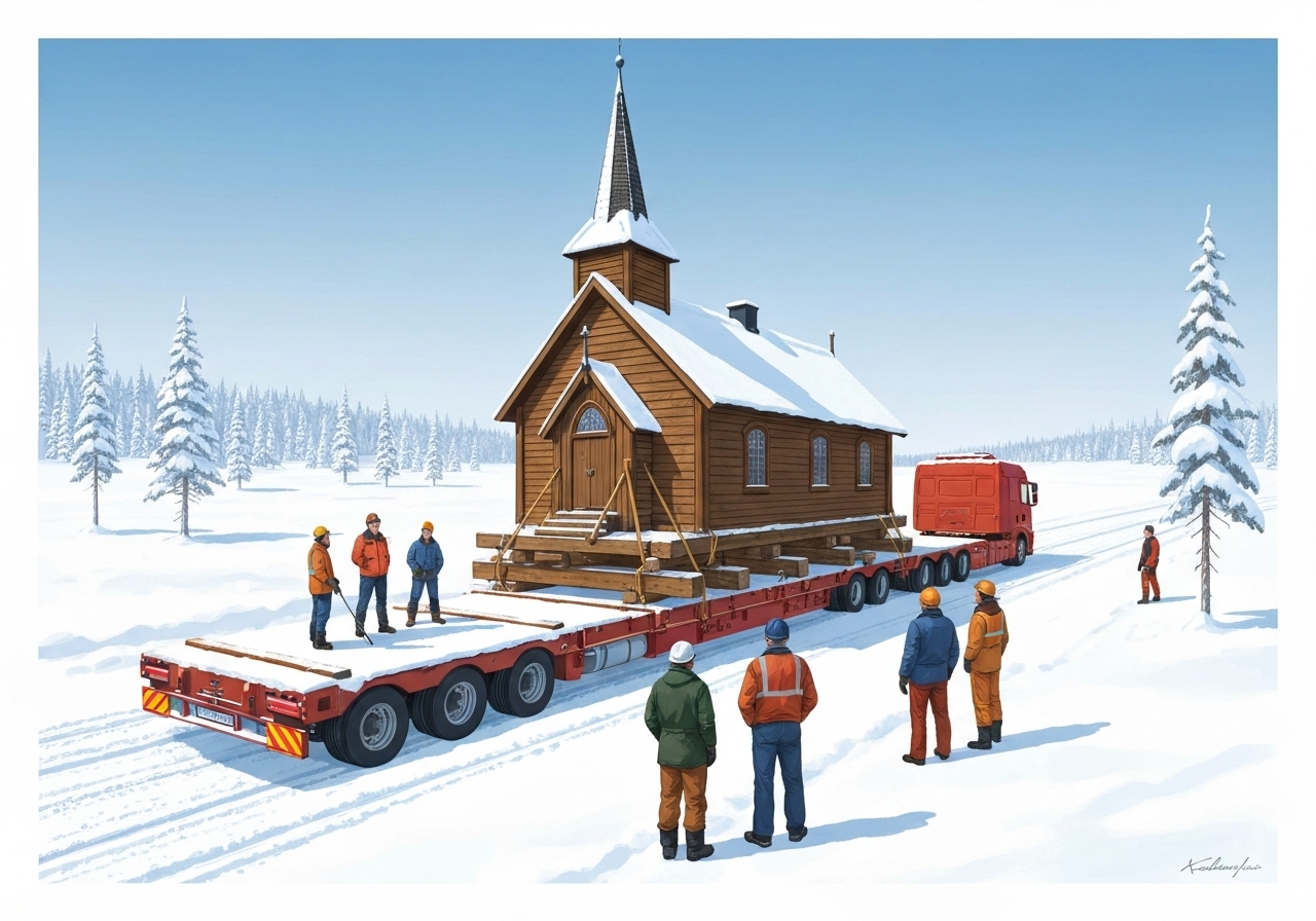 Flytting av 113 år gammel kirke i Kiruna pågår