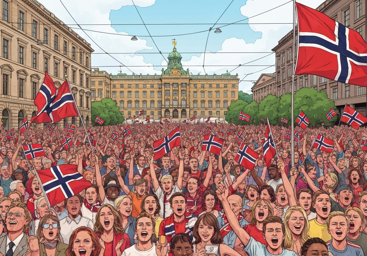 Norges landslag hyllet som helter i Oslo etter historisk VM-prestasjon
