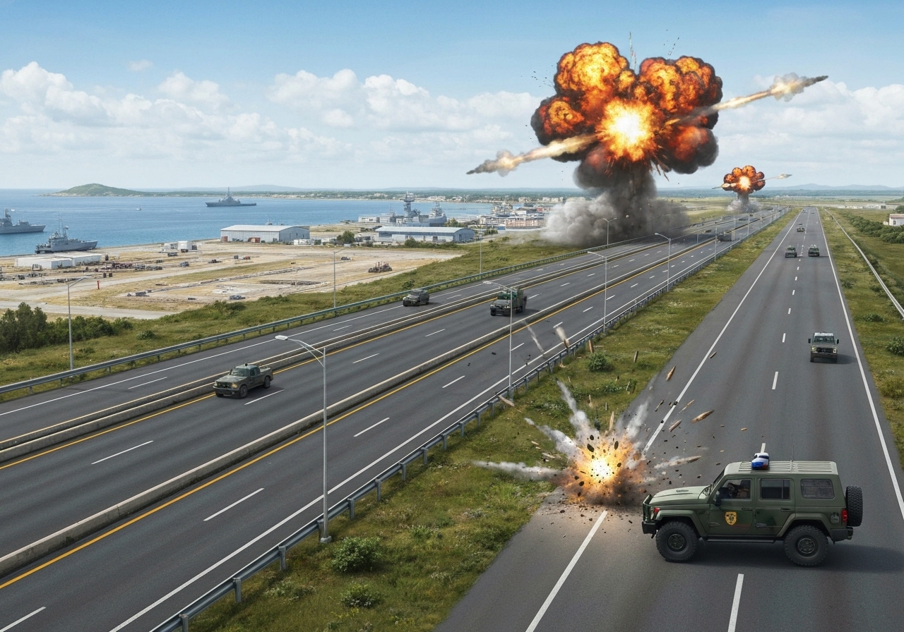 Artillerigranat eksploderte over motorvei under marines feiring