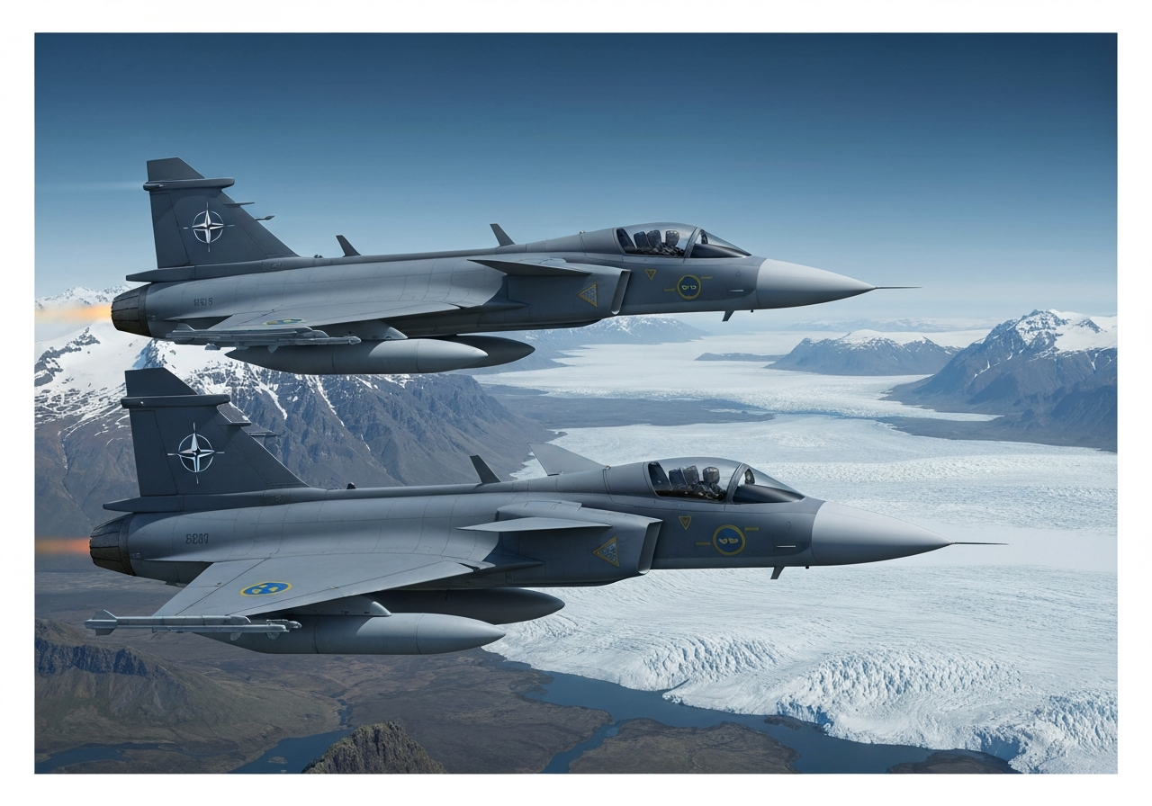 Svenske Gripen-fly leder NATOs luftovervåkningsoppdrag på Island